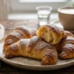 Cornetti fatti in casa soffici e profumati: scopri ingredienti, impasto, lievitazione di 3 ore, formatura e cottura passo dopo passo.