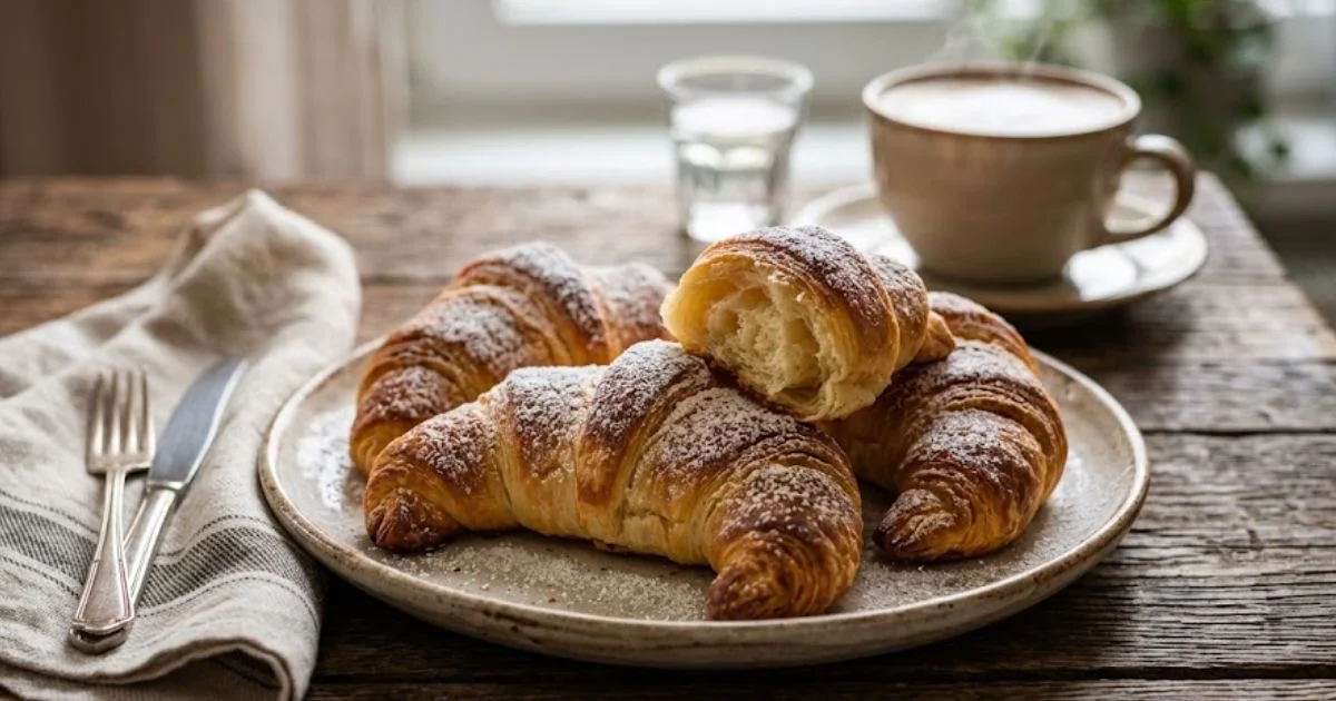 Cornetti fatti in casa soffici e profumati: scopri ingredienti, impasto, lievitazione di 3 ore, formatura e cottura passo dopo passo.
